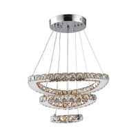 3-Tier LED Chandelier Light Fixture Chrome Drop Pendant - Rebooters