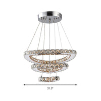 3-Tier LED Chandelier Light Fixture Chrome Drop Pendant - Rebooters