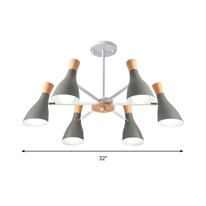 6 Lights Bottle Hanging Light Nordic Style Metal Chandelier - Rebooters