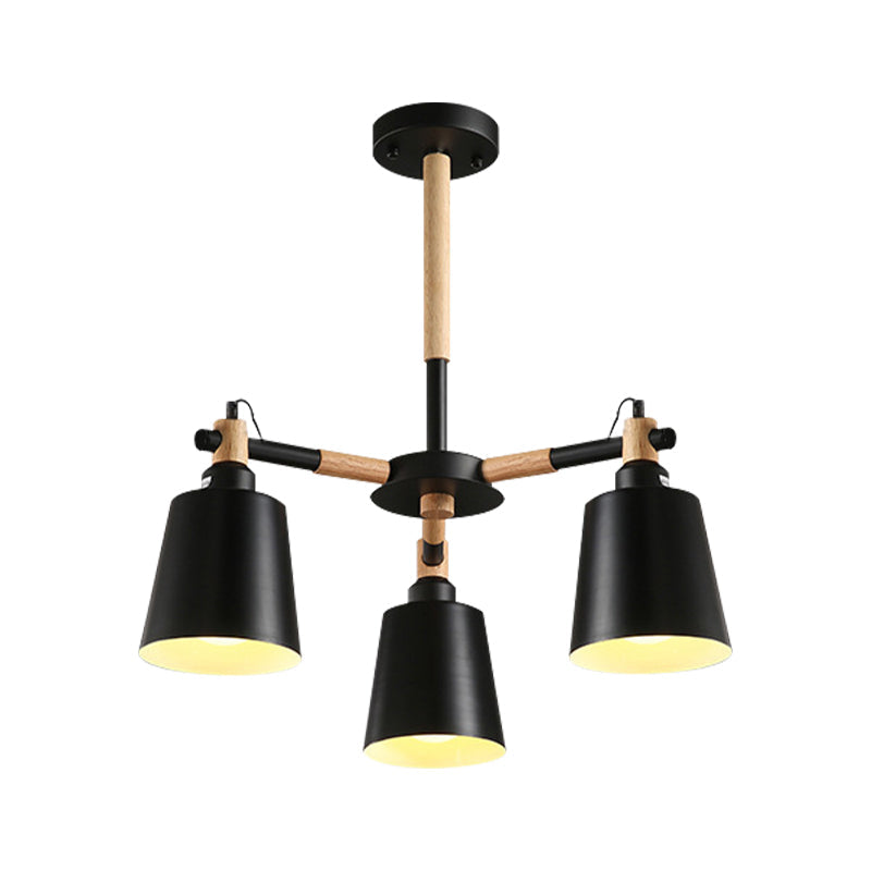 Trapezoid Shade Chandelier Modern Metal & Wood Ceiling Pendant - Rebooters