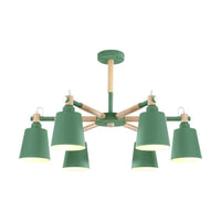 Baby Bedroom Bucket Chandelier Metal Wood 6 Lights Macaron - Rebooters