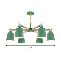 Baby Bedroom Bucket Chandelier Metal Wood 6 Lights Macaron - Rebooters