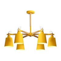 Baby Bedroom Bucket Chandelier Metal Wood 6 Lights Macaron - Rebooters