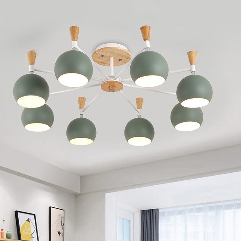 Macaron Nordic Orb Hanging Pendant 8 Bulbs Chandelier Light - Rebooters