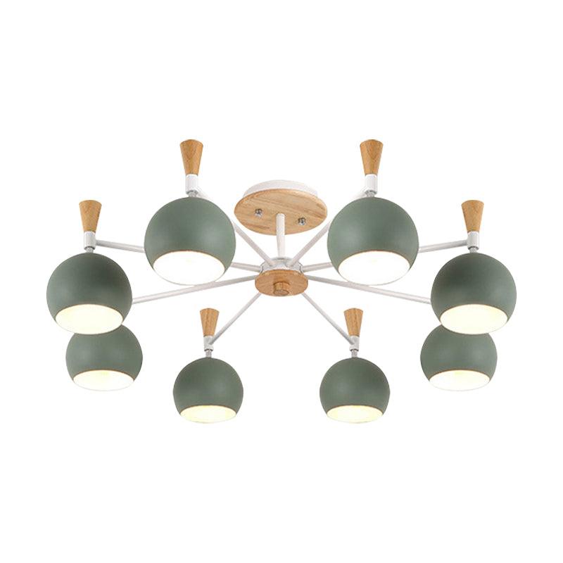 Macaron Nordic Orb Hanging Pendant 8 Bulbs Chandelier Light - Rebooters