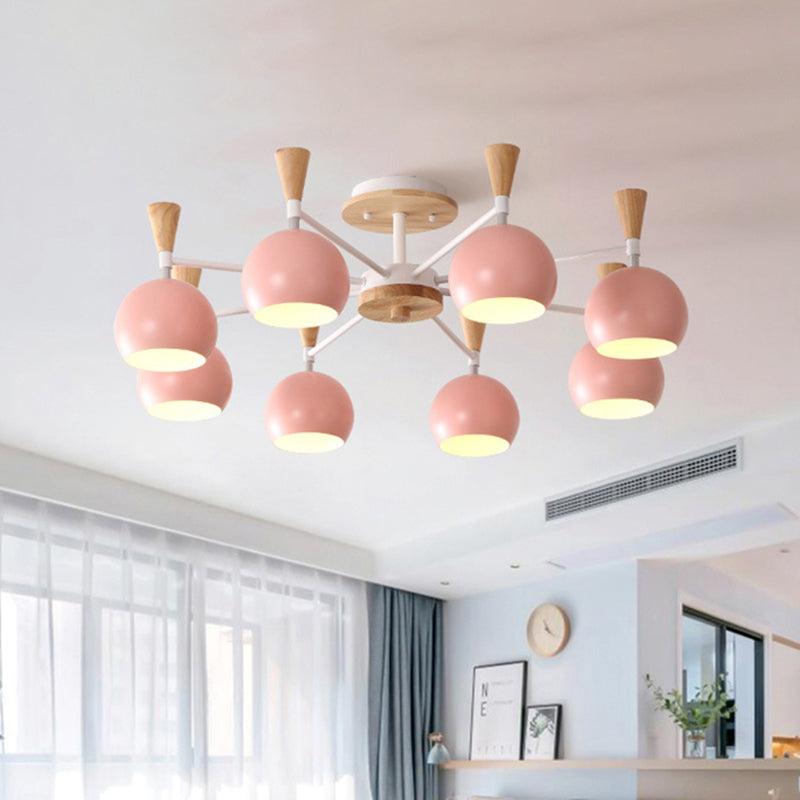 Macaron Nordic Orb Hanging Pendant 8 Bulbs Chandelier Light - Rebooters