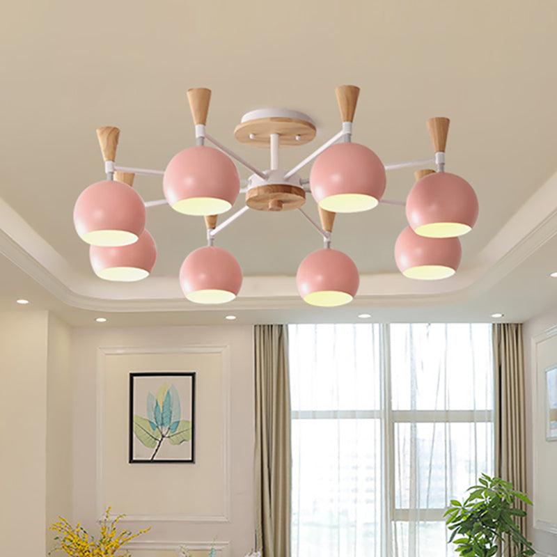 Macaron Nordic Orb Hanging Pendant 8 Bulbs Chandelier Light - Rebooters
