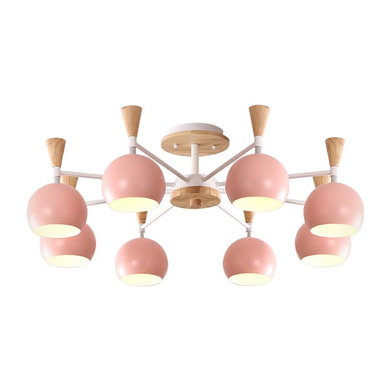 Macaron Nordic Orb Hanging Pendant 8 Bulbs Chandelier Light - Rebooters