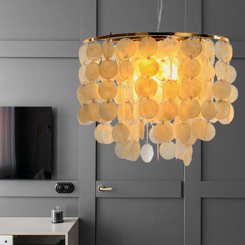 15"/19.5"/27.5" Dia Tiered Chandelier Pendant Light Modern Shell Lamp - Rebooters