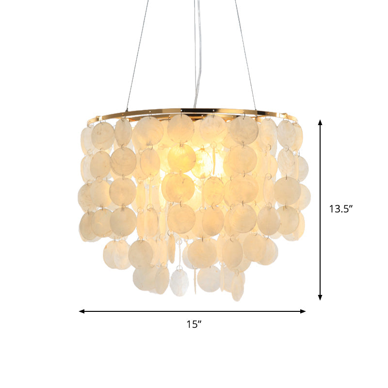 15"/19.5"/27.5" Dia Tiered Chandelier Pendant Light Modern Shell Lamp - Rebooters