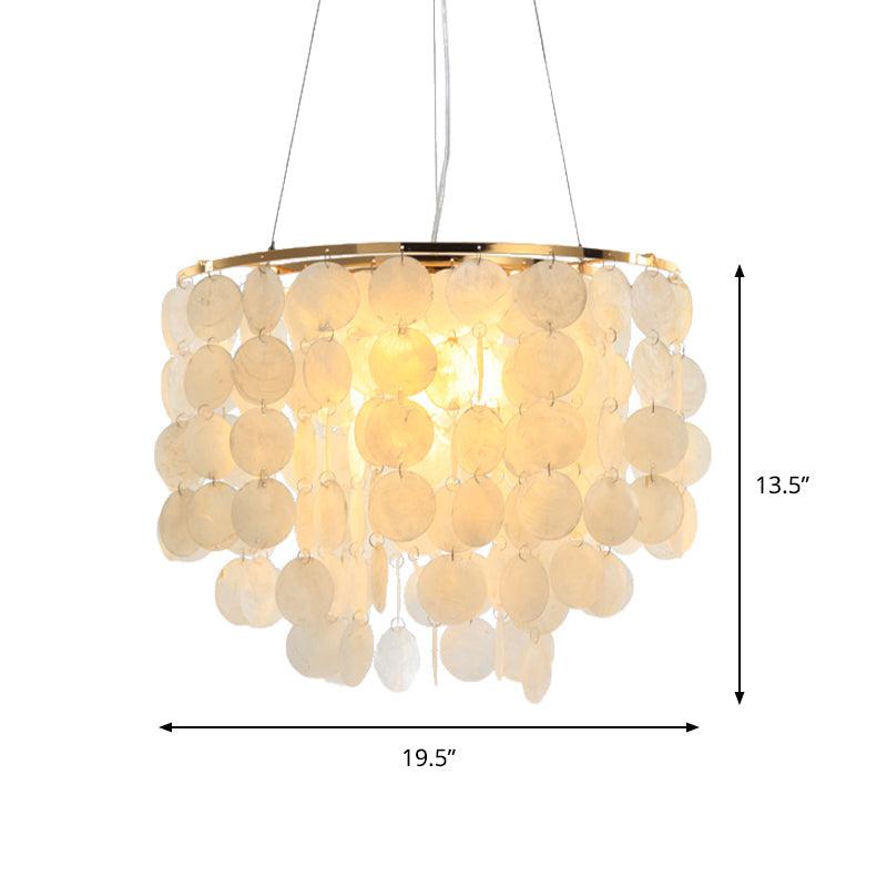 15"/19.5"/27.5" Dia Tiered Chandelier Pendant Light Modern Shell Lamp - Rebooters