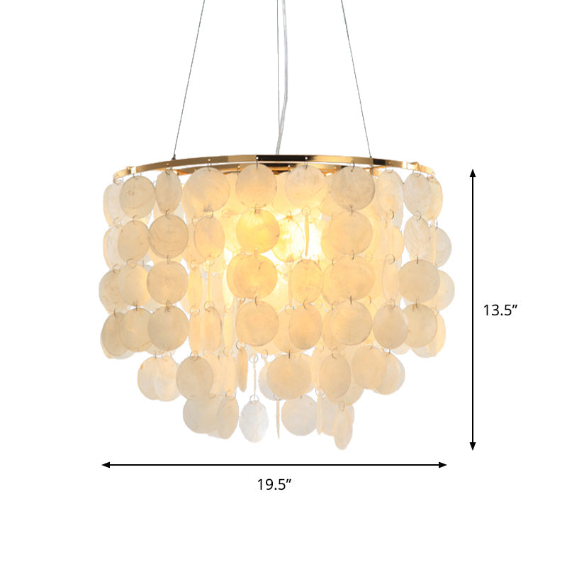 15"/19.5"/27.5" Dia Tiered Chandelier Pendant Light Modern Shell Lamp - Rebooters