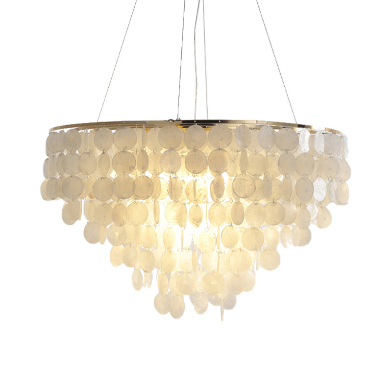 15"/19.5"/27.5" Dia Tiered Chandelier Pendant Light Modern Shell Lamp - Rebooters