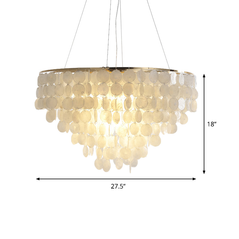 15"/19.5"/27.5" Dia Tiered Chandelier Pendant Light Modern Shell Lamp - Rebooters