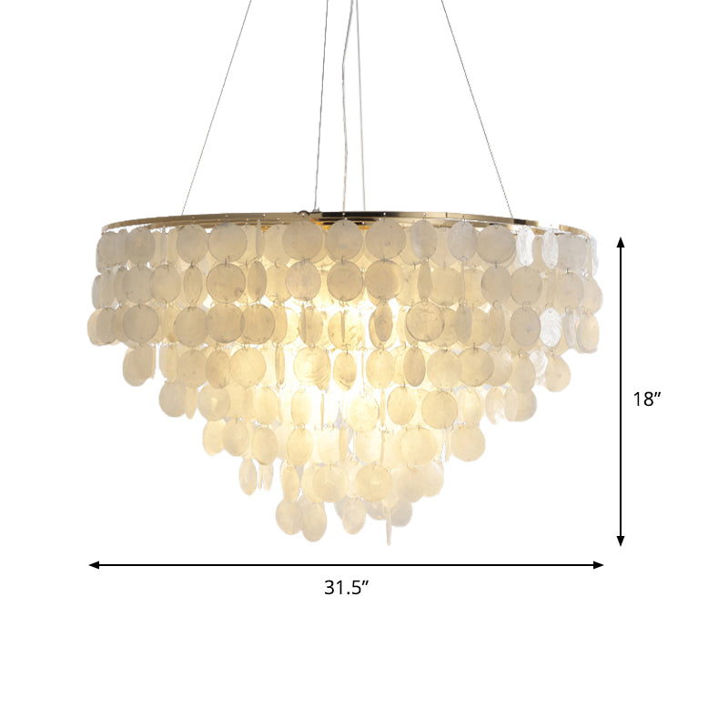 15"/19.5"/27.5" Dia Tiered Chandelier Pendant Light Modern Shell Lamp - Rebooters