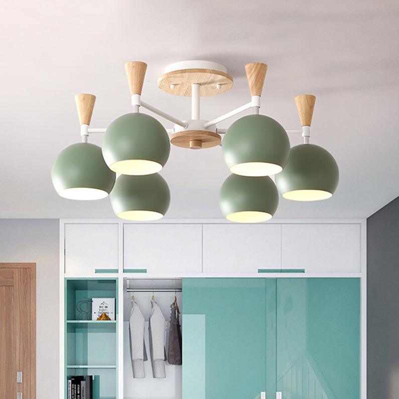 Nordic Stylish Suspension Light Globe Shade Six Lights Metal Chandelier - Rebooters