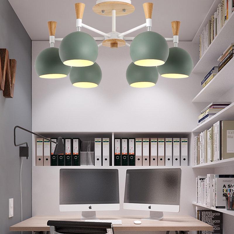 Nordic Stylish Suspension Light Globe Shade Six Lights Metal Chandelier - Rebooters
