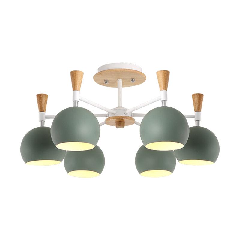 Nordic Stylish Suspension Light Globe Shade Six Lights Metal Chandelier - Rebooters