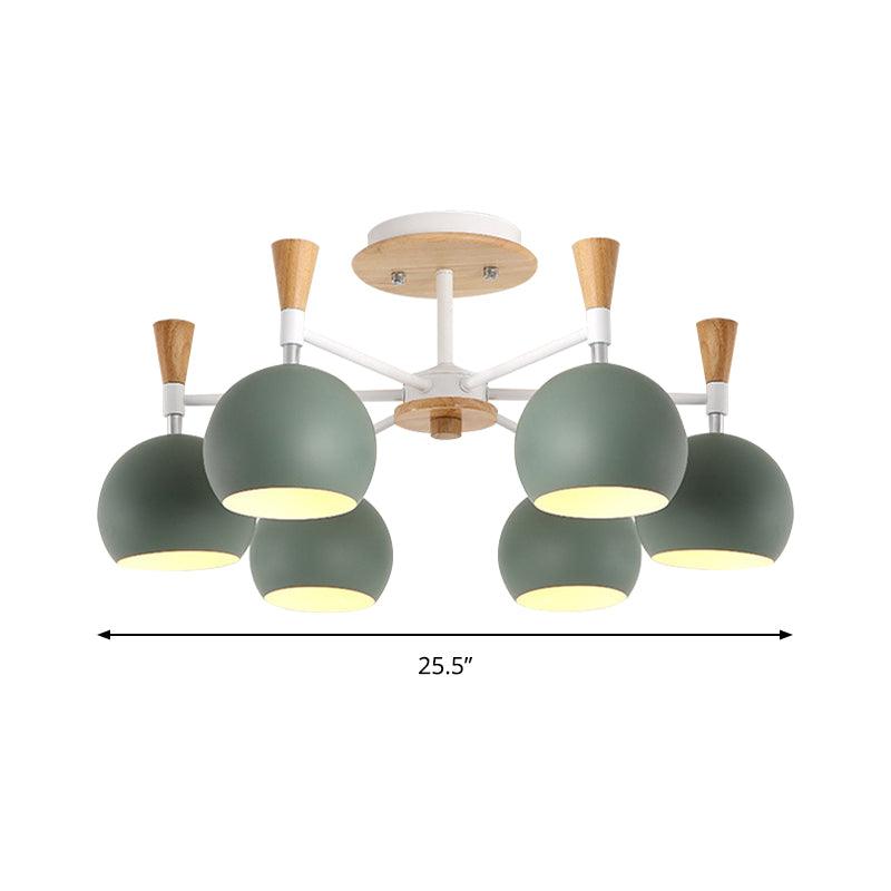 Nordic Stylish Suspension Light Globe Shade Six Lights Metal Chandelier - Rebooters