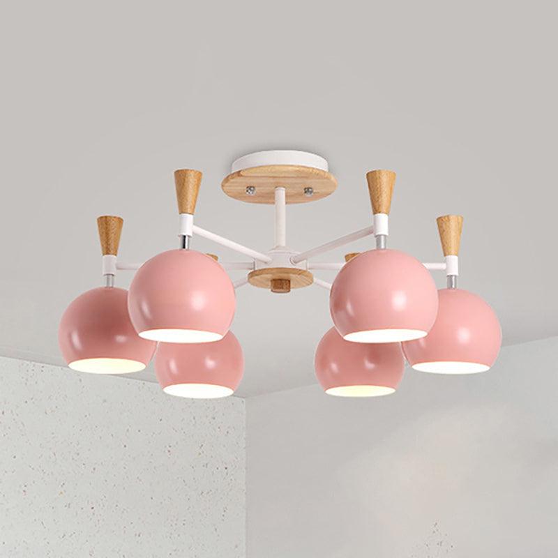 Nordic Stylish Suspension Light Globe Shade Six Lights Metal Chandelier - Rebooters