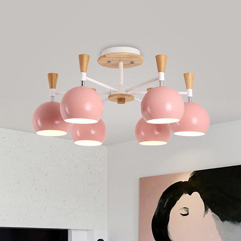 Nordic Stylish Suspension Light Globe Shade Six Lights Metal Chandelier - Rebooters