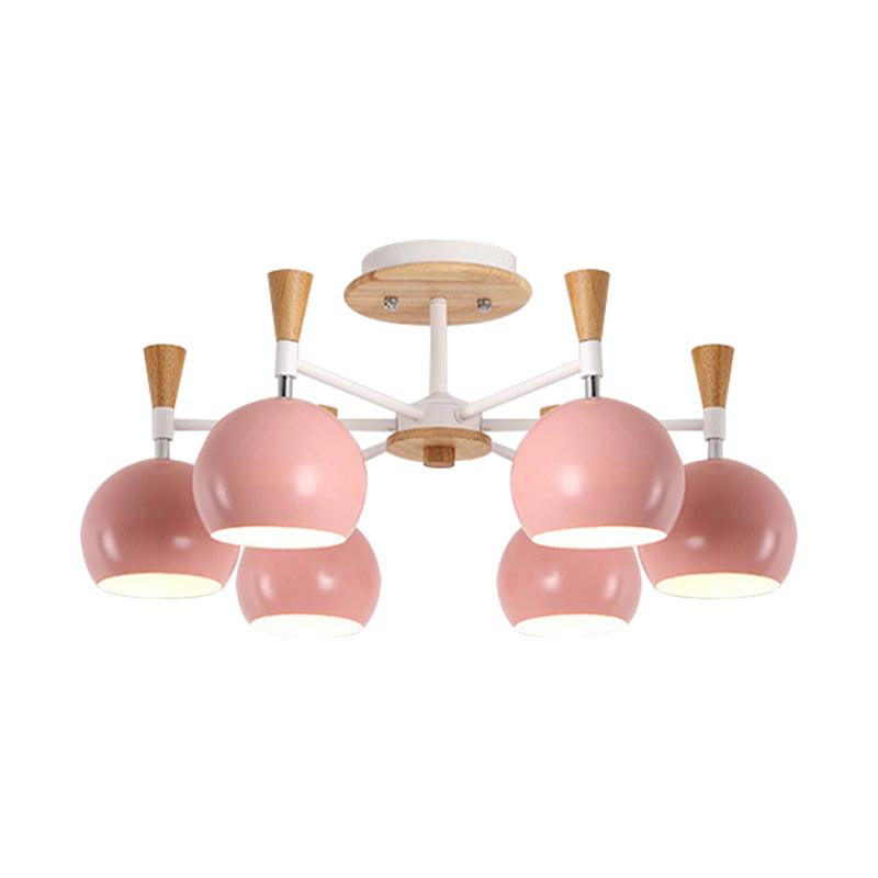 Nordic Stylish Suspension Light Globe Shade Six Lights Metal Chandelier - Rebooters