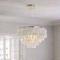 4 Lights Waterfall Pendant Chandelier Contemporary Shell Light - Rebooters