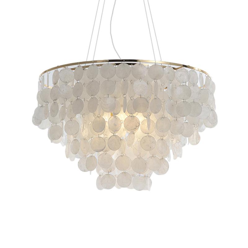 4 Lights Waterfall Pendant Chandelier Contemporary Shell Light - Rebooters