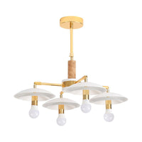 2 Tiers Hemisphere Hanging Light Simple Style Metal 4/6 Lights White Chandelier - Rebooters