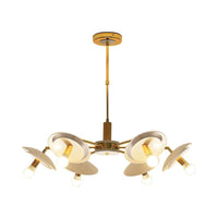 2 Tiers Hemisphere Hanging Light Simple Style Metal 4/6 Lights White Chandelier - Rebooters