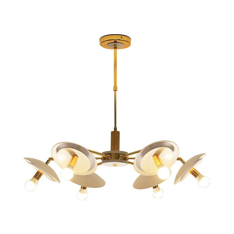 2 Tiers Hemisphere Hanging Light Simple Style Metal 4/6 Lights White Chandelier - Rebooters