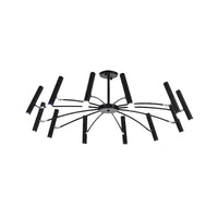 Adjustable Linear Shade Large Chandelier Metal 12/24 Lights Modern Ceiling Light Black Rose Gold - Rebooters