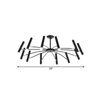 Adjustable Linear Shade Large Chandelier Metal 12/24 Lights Modern Ceiling Light Black Rose Gold - Rebooters