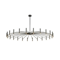 Adjustable Linear Shade Large Chandelier Metal 12/24 Lights Modern Ceiling Light Black Rose Gold - Rebooters