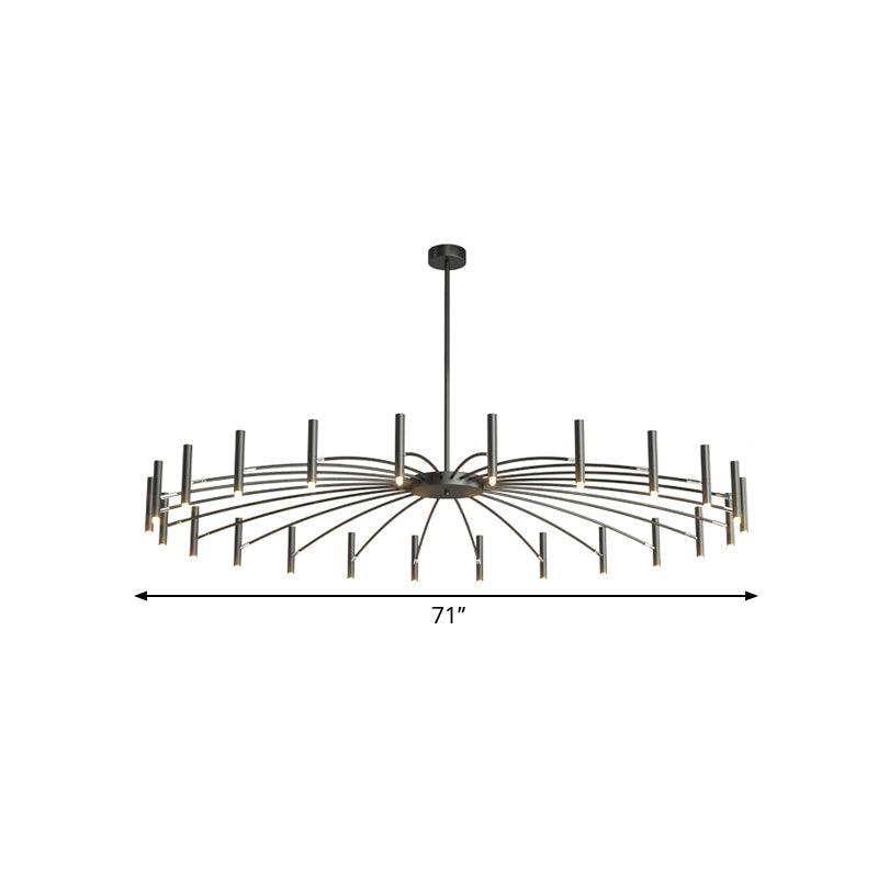 Adjustable Linear Shade Large Chandelier Metal 12/24 Lights Modern Ceiling Light Black Rose Gold - Rebooters