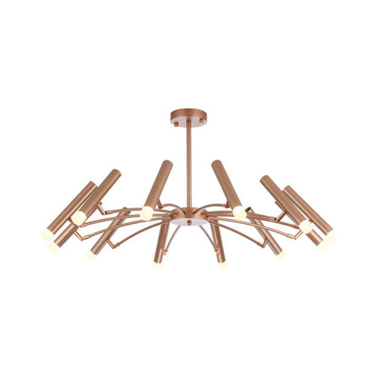 Adjustable Linear Shade Large Chandelier Metal 12/24 Lights Modern Ceiling Light Black Rose Gold - Rebooters