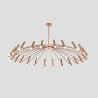 Adjustable Linear Shade Large Chandelier Metal 12/24 Lights Modern Ceiling Light Black Rose Gold - Rebooters