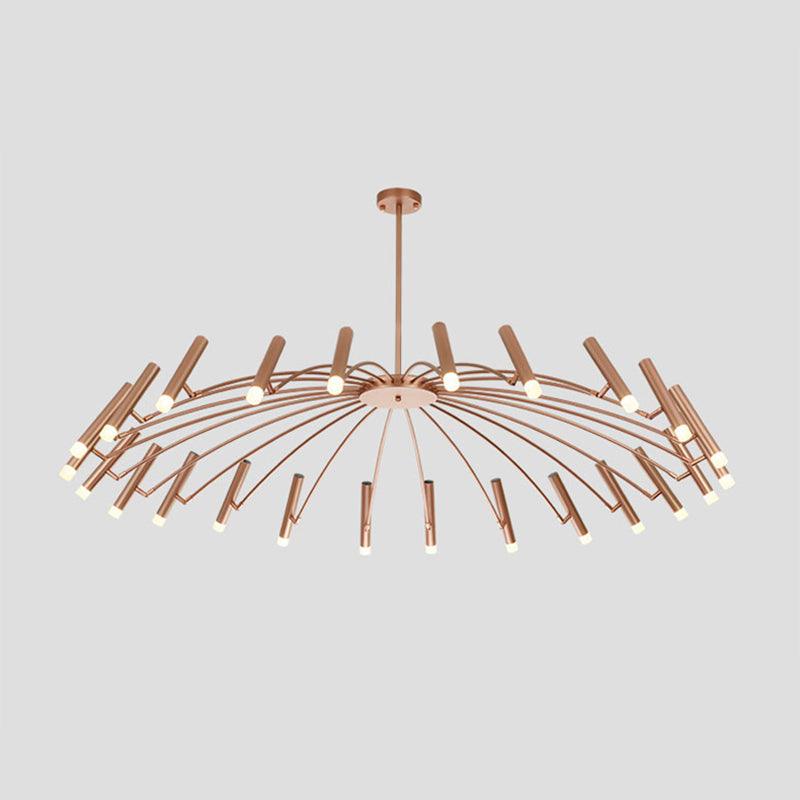 Adjustable Linear Shade Large Chandelier Metal 12/24 Lights Modern Ceiling Light Black Rose Gold - Rebooters