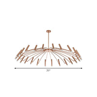 Adjustable Linear Shade Large Chandelier Metal 12/24 Lights Modern Ceiling Light Black Rose Gold - Rebooters