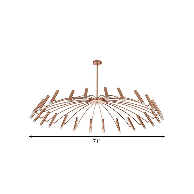 Adjustable Linear Shade Large Chandelier Metal 12/24 Lights Modern Ceiling Light Black Rose Gold - Rebooters
