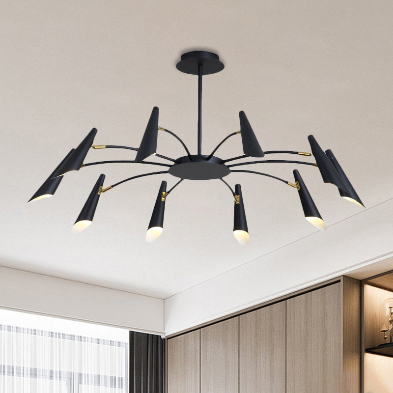 10-Head Horn Ceiling Lamp Contemporary Metallic Chandelier Light in Black/White - Rebooters