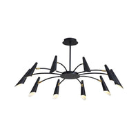 10-Head Horn Ceiling Lamp Contemporary Metallic Chandelier Light in Black/White - Rebooters