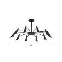 10-Head Horn Ceiling Lamp Contemporary Metallic Chandelier Light in Black/White - Rebooters