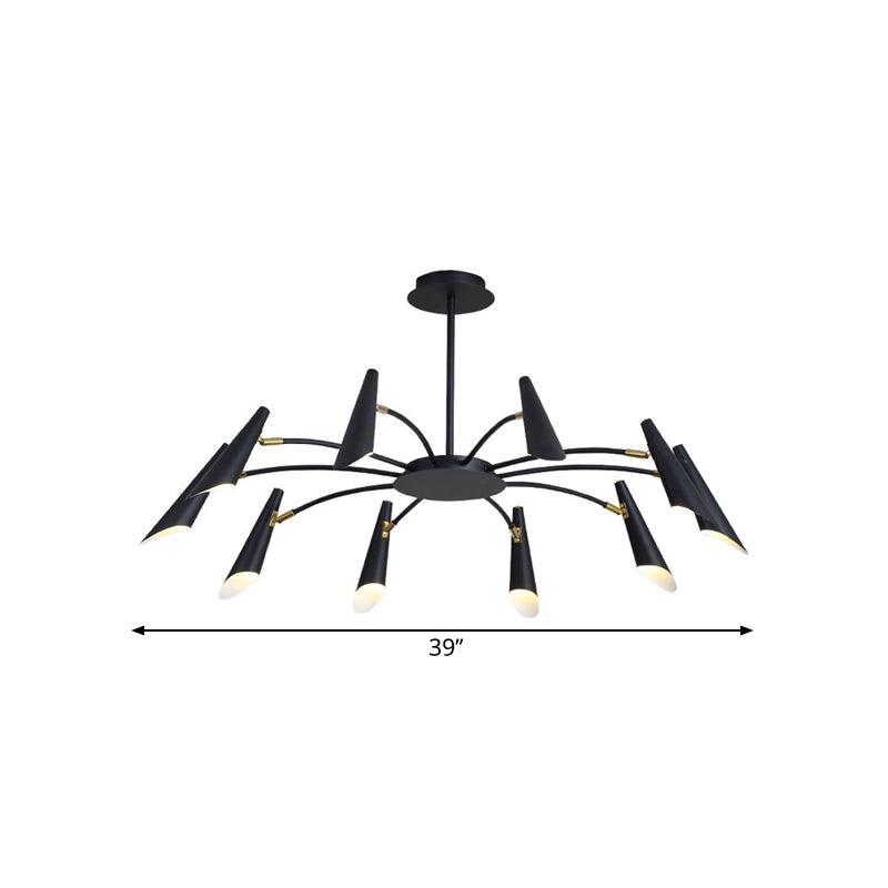 10-Head Horn Ceiling Lamp Contemporary Metallic Chandelier Light in Black/White - Rebooters