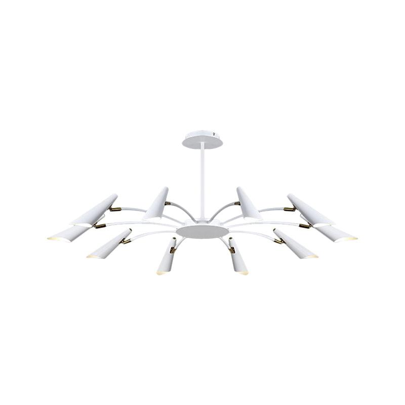 10-Head Horn Ceiling Lamp Contemporary Metallic Chandelier Light in Black/White - Rebooters