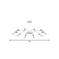 10-Head Horn Ceiling Lamp Contemporary Metallic Chandelier Light in Black/White - Rebooters