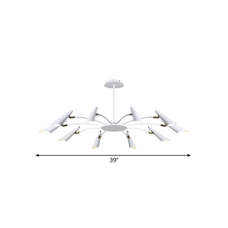 10-Head Horn Ceiling Lamp Contemporary Metallic Chandelier Light in Black/White - Rebooters