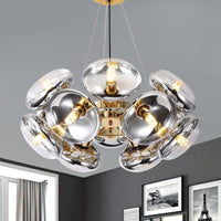 12-Light Round Shade Chandelier Modern Clear Glass Light - Rebooters