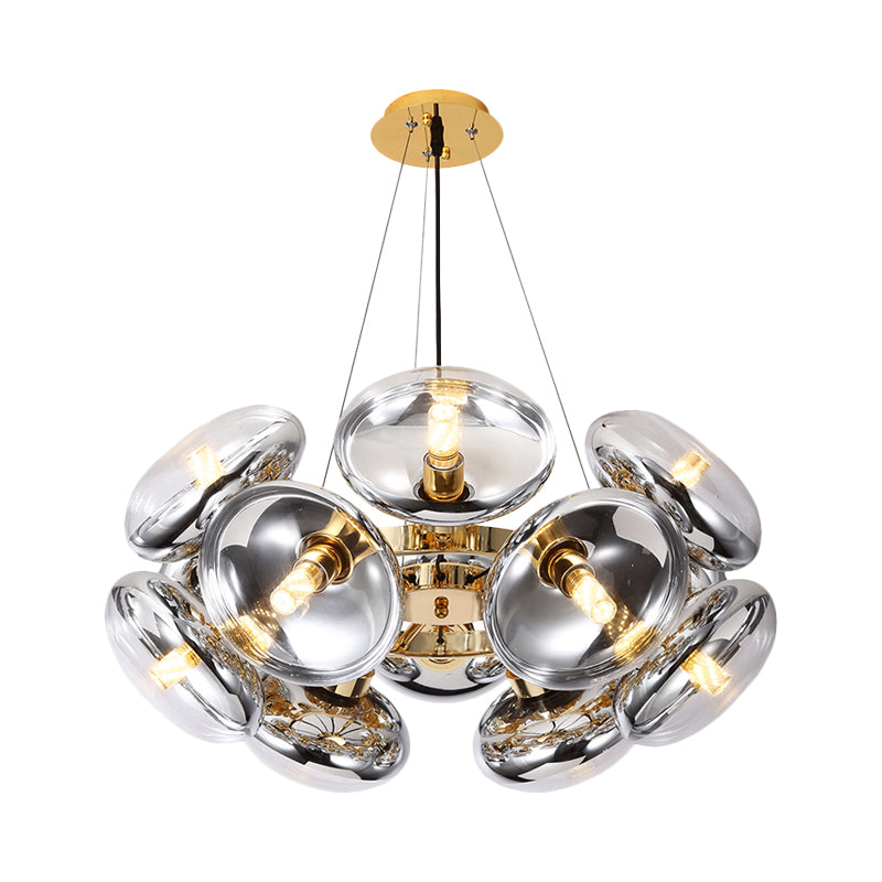 12-Light Round Shade Chandelier Modern Clear Glass Light - Rebooters