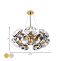 12-Light Round Shade Chandelier Modern Clear Glass Light - Rebooters